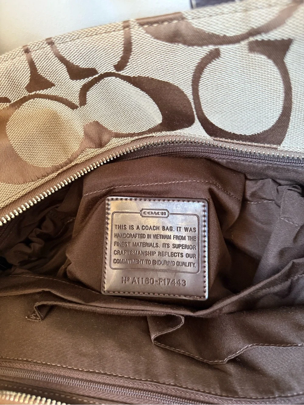 Coach Brown Signature Canvas Duffel Bag Diaper Baby Bag